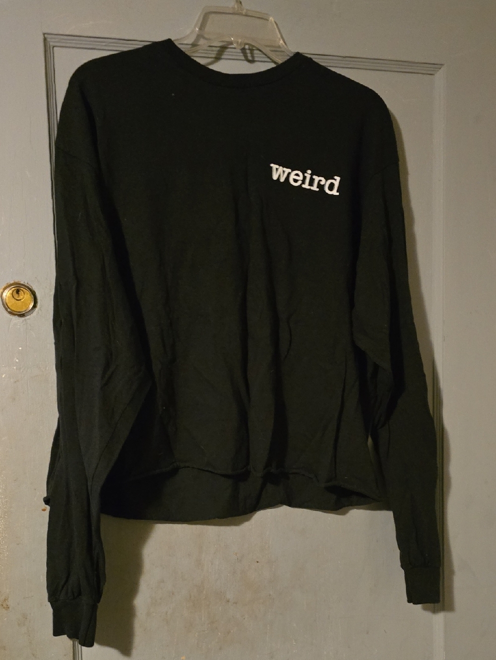 Mighty Fine Black Crewneck Sweatshirt with White Label Print